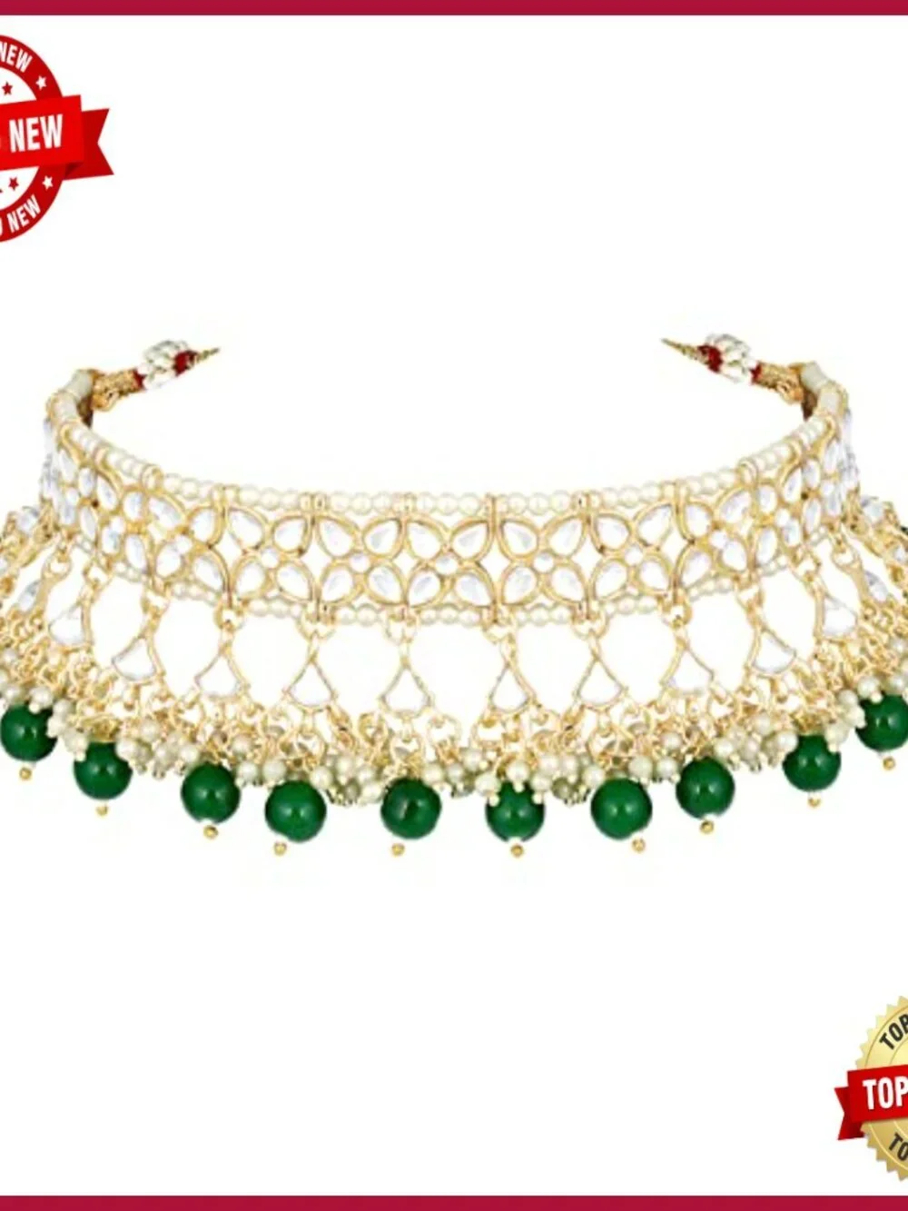 Indian Kundan Choker Set with Earrings and Maang Tikka
